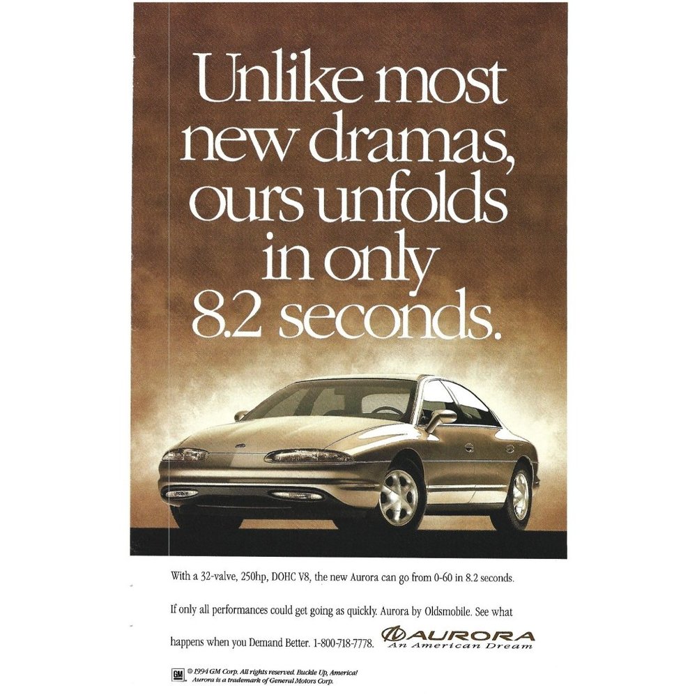Aurora Auto Car Automobile GM 1994 Vintage Print Ad 8 inch